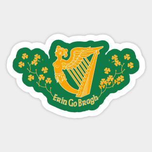 Ireland Forever - Erin Go Bragh Harp Shamrocks Sticker